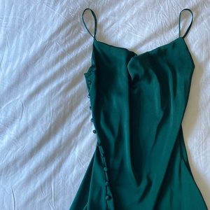 Silky Green Fall Wedding Guest Dress